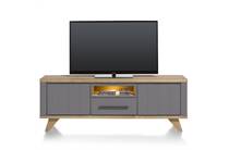 Henders en Hazel lowboard 170 cm - 1-lade + 1-niche + 2-kleppen (+ LED) Antraciet tv meubel