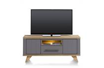 Henders en Hazel lowboard 140 cm - 1-lade + 1-niche + 2-kleppen (+ LED) Antraciet tv meubel