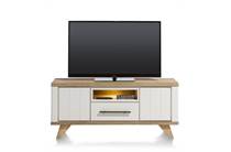Henders en Hazel lowboard 140 cm - 1-lade + 1-niche + 2-kleppen (+ LED) Wit tv meubel