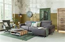 Henders en Hazel MAITRE tv meubel lowboard 140 cm - 1-deur + 1-lade + 1-niche (+ LED-SPOT) Lowboard - Plumb + Betontop