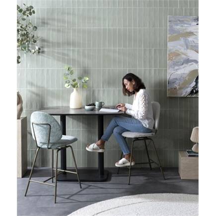 Coco Maison Brest bistrotafel marble light grey 120x75cm Zwart
