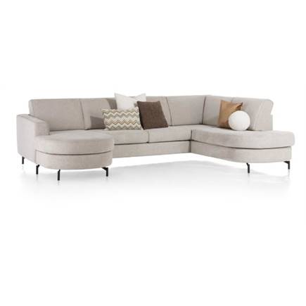 Henders en Hazel longchair inclusief 3-zits + ottomane rechts - Vada Beige