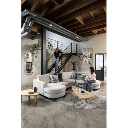 Henders en Hazel longchair inclusief 3-zits + ottomane rechts - Vada Beige