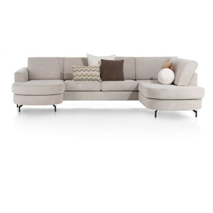 Henders en Hazel longchair inclusief 3-zits + ottomane rechts - Vada Beige