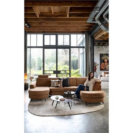 Henders en Hazel longchair inclusief 3-zits + ottomane links - Vada Beige