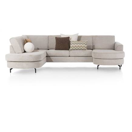 Henders en Hazel longchair inclusief 3-zits + ottomane links - Vada Beige