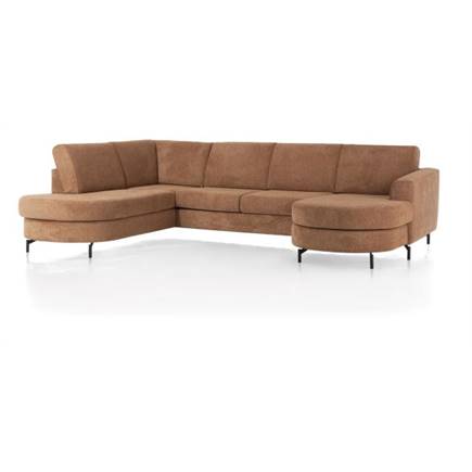 Henders en Hazel longchair inclusief 3-zits + ottomane links - Vada Koper