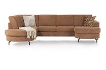 Henders en Hazel ALCONA hoekbank longchair inclusief 3-zits + ottomane links - Vada Koper