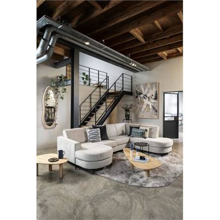 Henders en Hazel longchair inclusief 3-zits + ottomane recht - rechts - Vada koper/Vada beige Beige