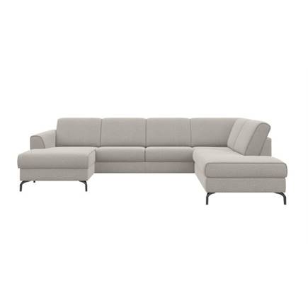 Henders en Hazel longchair inclusief 3-zits + ottomane recht - rechts - Vada koper/Vada beige Beige