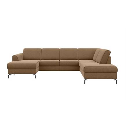 Henders en Hazel longchair inclusief 3-zits + ottomane recht - rechts - Vada koper/Vada beige Koper