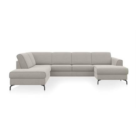 Henders en Hazel longchair inclusief 3-zits + ottomane recht - links - Vada koper/Vada beige Beige