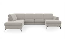 Henders en Hazel ALCONA hoekbank longchair inclusief 3-zits + ottomane recht - links - Vada koper/Vada beige Beige