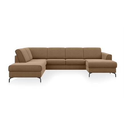 Henders en Hazel longchair inclusief 3-zits + ottomane recht - links - Vada koper/Vada beige Koper