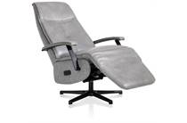 Henders en Hazel APOLLO fauteuil relax- - hoge rug Relax - Large Met Batterij En Pocketvering - Combibekleding Cleo Lichtgrijs En Leder Laredo Lichtgrijs