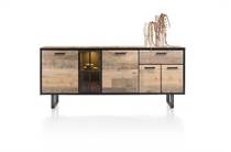 Henders en Hazel 200 cm - 4-deuren + 1-lade + 1-glasdeur (+ LED) Driftwood dressoir