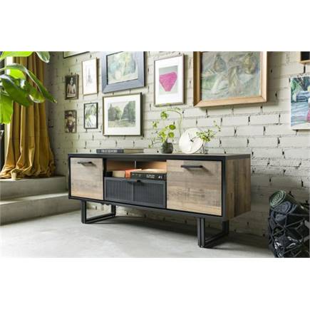 Henders en Hazel 180 cm - 2-deuren + 1-lade + 1-niche (+ LED) Driftwood