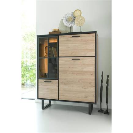 Henders en Hazel 120 cm - 2-deuren + 1-glasdeur + 1-klep (+ LED) Driftwood