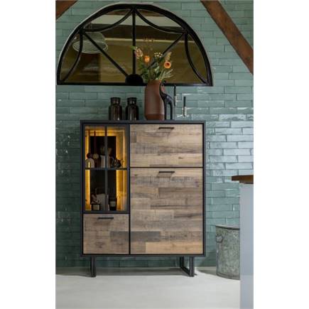 Henders en Hazel 120 cm - 2-deuren + 1-glasdeur + 1-klep (+ LED) Driftwood