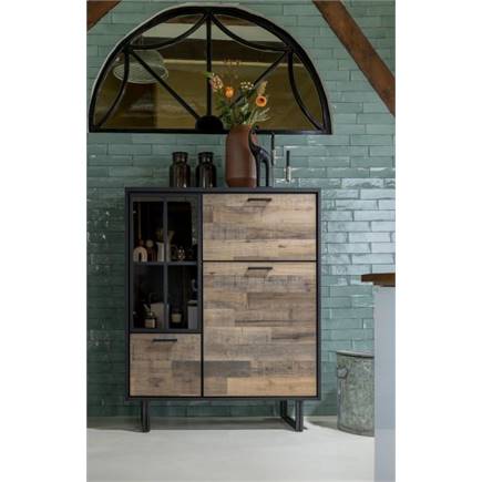 Henders en Hazel 120 cm - 2-deuren + 1-glasdeur + 1-klep (+ LED) Driftwood