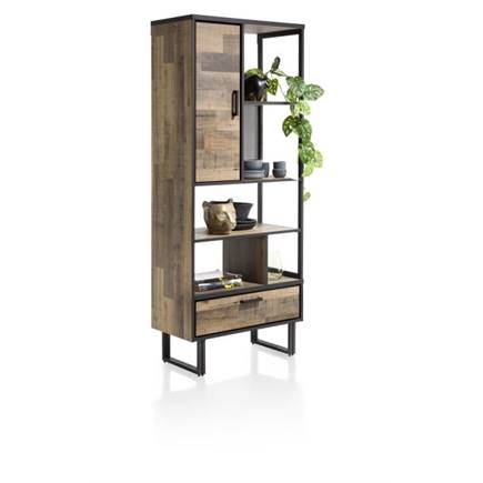 Henders en Hazel boekenkast 80 cm - 1-deur + 1-lade + 5-niches Driftwood