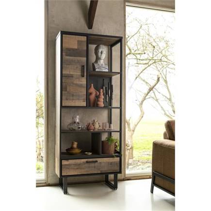 Henders en Hazel boekenkast 80 cm - 1-deur + 1-lade + 5-niches Driftwood