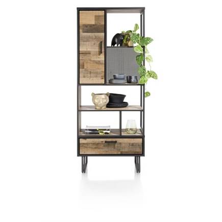 Henders en Hazel boekenkast 80 cm - 1-deur + 1-lade + 5-niches Driftwood