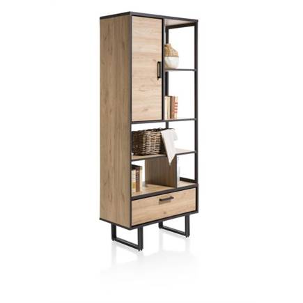 Henders en Hazel boekenkast 80 cm - 1-deur + 1-lade + 5-niches Natural