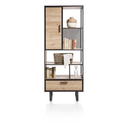 Henders en Hazel boekenkast 80 cm - 1-deur + 1-lade + 5-niches Natural