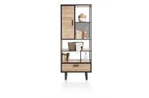 Henders en Hazel boekenkast 80 cm - 1-deur + 1-lade + 5-niches Natural bergkast