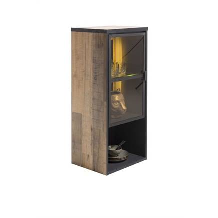 Henders en Hazel hang- en staand mogelijk - element 45 cm - 1-glasdeur +1-niche (+ LED) Driftwood