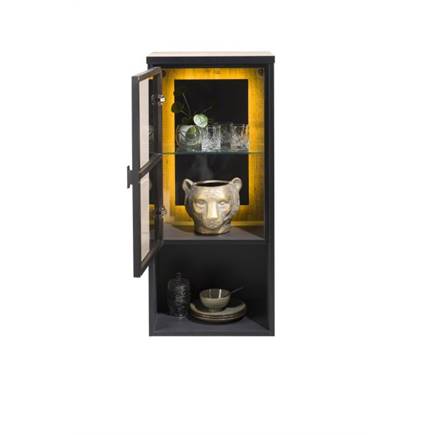 Henders en Hazel hang- en staand mogelijk - element 45 cm - 1-glasdeur +1-niche (+ LED) Driftwood