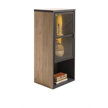 Henders en Hazel hang- en staand mogelijk - element 45 cm - 1-glasdeur +1-niche (+ LED) Natural