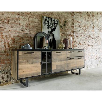 Henders en Hazel buffet 127 cm - 2-deuren + 1-lade + 2-glasdeuren (+ LED) Driftwood