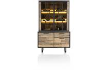 Henders en Hazel AVALON bergkast buffet 127 cm - 2-deuren + 1-lade + 2-glasdeuren (+ LED) Driftwood