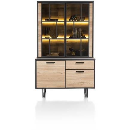 Henders en Hazel buffet 127 cm - 2-deuren + 1-lade + 2-glasdeuren (+ LED) Natural