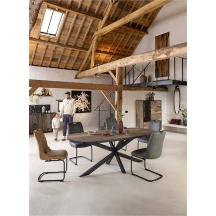 Henders en Hazel eetkamertafel ovaal 210 x 110 cm Kleur Driftwood - Centrale Poot
