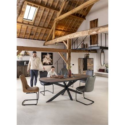 Henders en Hazel eetkamertafel ovaal 210 x 110 cm Kleur Driftwood - Centrale Poot