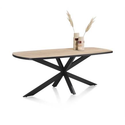 Henders en Hazel eetkamertafel ovaal 180 x 110 cm Kleur Oak Natural Vintage - Centrale Poot