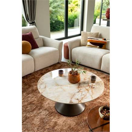 Henders en Hazel rond 90 cm - steelbrown + keramiek blad