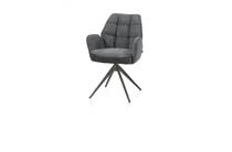 Henders en Hazel BELL eetkamer fauteuil graphiet frame - draaibaar - pocket - combi Calabria / Vada Antraciet