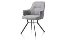 Henders en Hazel BRENDON eetkamer fauteuil 4-poots met kruisverbinding + greep - stof combi fantasy / kibo Antraciet