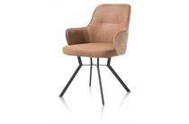 Henders en Hazel BRENDON eetkamer fauteuil 4-poots met kruisverbinding + greep - stof combi fantasy / kibo Brique