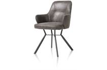 Henders en Hazel BRIAN eetkamer fauteuil 4-poots met kruisverbinding + greep - stof secilia Antraciet