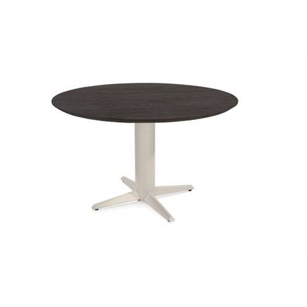 Henders en Hazel Eetkamertafel rond 120 cm. - eiken blad - centrale teenpoot crème Burned Antique Silver