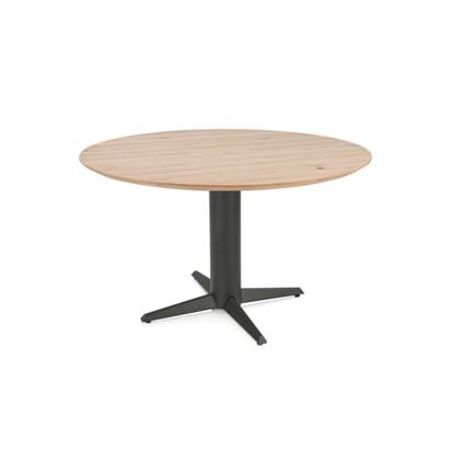 Henders en Hazel Eetkamertafel rond 120 cm. - eiken blad - centrale teenpoot graphiet Natural