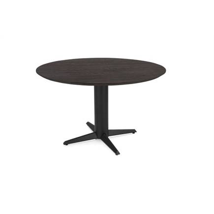 Henders en Hazel Eetkamertafel rond 120 cm. - eiken blad - centrale teenpoot rough off black Burned Antique Silver