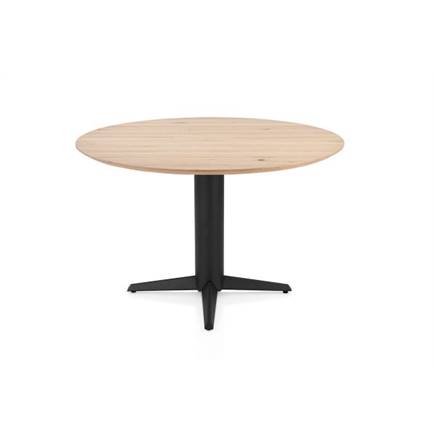 Henders en Hazel Eetkamertafel rond 120 cm. - eiken blad - centrale teenpoot rough off black Natural