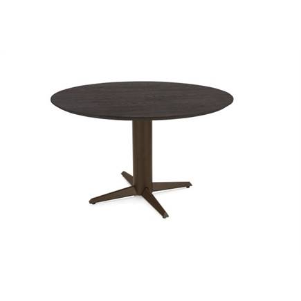 Henders en Hazel Eetkamertafel rond 120 cm. - eiken blad - centrale teenpoot steelbrown Burned Antique Silver