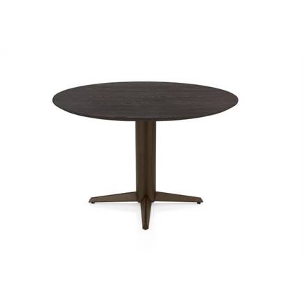 Henders en Hazel Eetkamertafel rond 120 cm. - eiken blad - centrale teenpoot steelbrown Burned Antique Silver